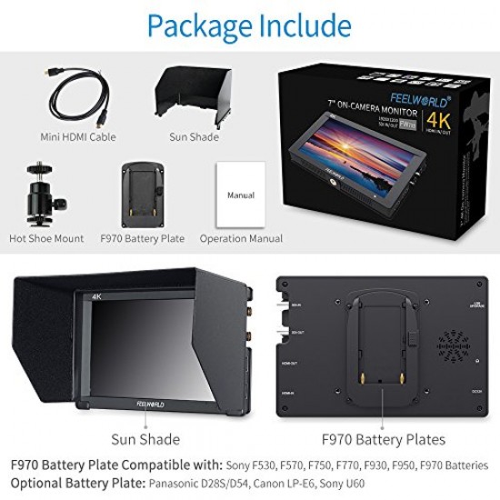 【ケース付】FEELWORLD 4Kモニター FW703 SDI HDMI FEELWORLD FW703 7 インチ DSLR オンカメラ フィールド モニター